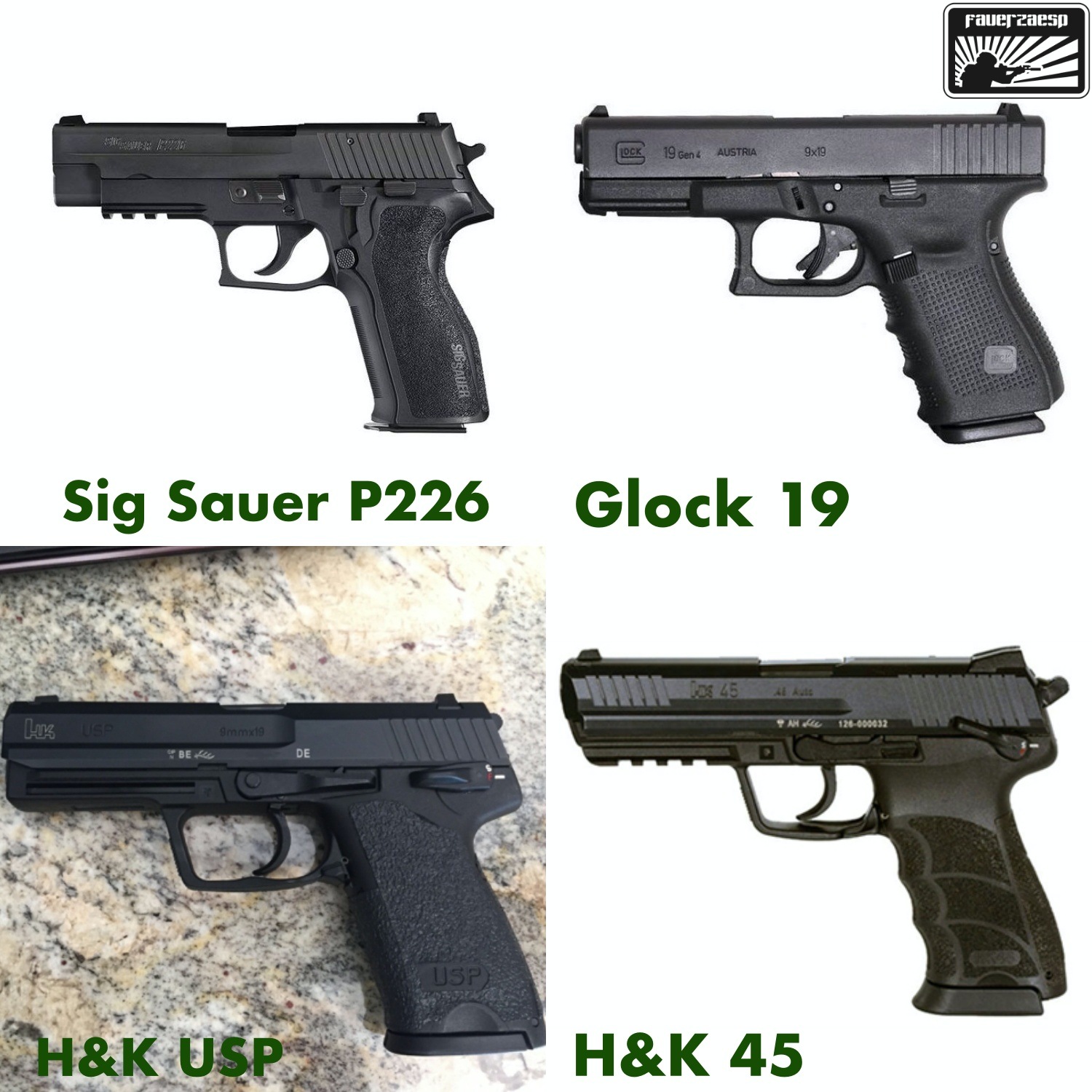 pistolas que utiliza el geo de policia