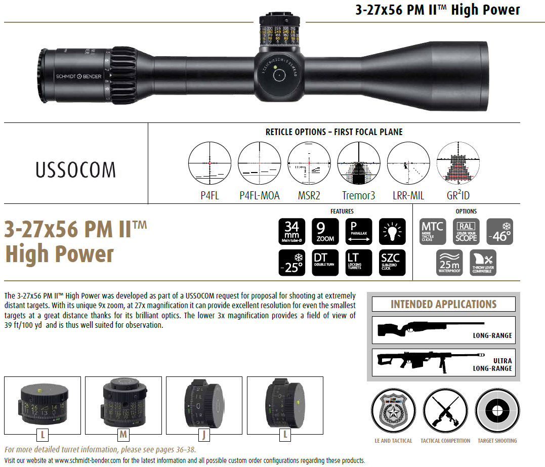 Visor para tiro tactico Agente del DSI belga con un schmidt bender 3x27 56 PM II high power
